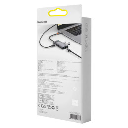 Baseus Metal Gleam Series 4 az 1-ben hub, USB-C - 3x USB 3.0 / Ethernet RJ45