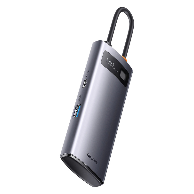 Baseus Metal Gleam Series 4 az 1-ben hub elosztó, USB-C - 4x USB 3.0