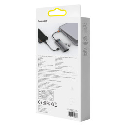 Baseus Metal Gleam Series 4 az 1-ben hub elosztó, USB-C - 4x USB 3.0