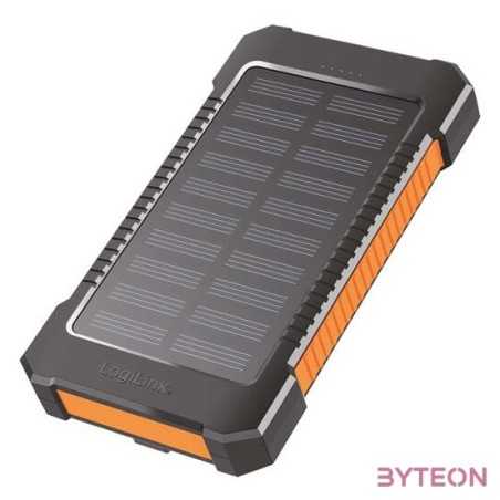 Logilink Napelemes power bank 8000 mAh, zseblámpa, 2x USB-A, narancs-fekete