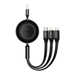 Baseus Bright Mirror 3, 3 az 1-ben Mikro USB / Lightning / USB-C kábel, 66W / 2A, 1.1 m (fekete)