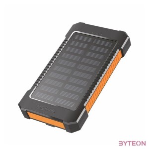 Logilink Napelemes power bank 8000 mAh, zseblámpa, 2x USB-A, narancs-fekete