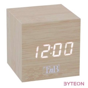 TNB JOY fa borítású, kocka alakú LED kijelzős ébresztőóra