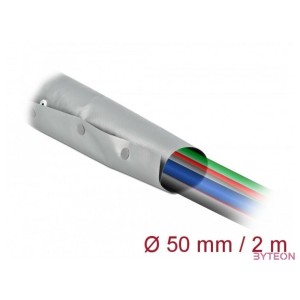 Delock Kábelkarmantyú patent szorítóval 2 m x 50 mm szürke , fekete