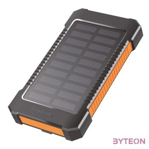 Logilink Napelemes power bank 8000 mAh, zseblámpa, 2x USB-A, narancs-fekete