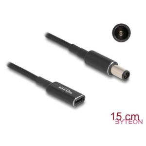 Delock Laptop töltőkábel adapterkábel USB Type-C anya - HP 7,4 x 5,0 mm apa 15 cm