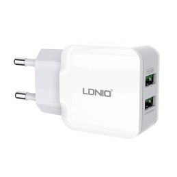 Wall charger LDNIO A2202, 2x USB, 12W (white)