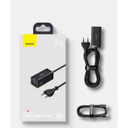 Baseus GaN3 Pro wall charger 2xUSB-C + 2xUSB, 100W (black)