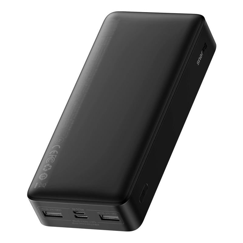 Baseus Bipow Powerbank 20000mAh, 2xUSB, USB-C, 15W (fekete)