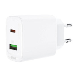 Wall Charger Acefast A25, USB + USB-C, PD 20W (white)