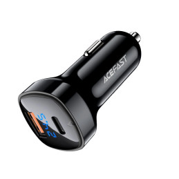 Car Charger Acefast B4, 66W, USB-C + USB, with display (black)