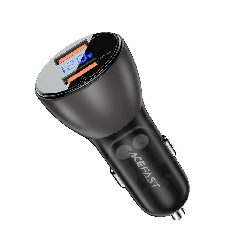 Car Charger Acefast B7, 45W, 2x USB, with display (black)