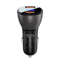 Car Charger Acefast B7, 45W, 2x USB, with display (black)