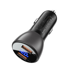 Car Charger Acefast B7, 45W, 2x USB, with display (black)