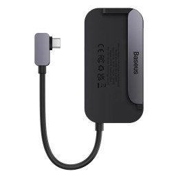 Baseus PadJoy 4 az 1-ben HUB USB-C - USB 3.0 + HDMI + USB-C PD + jack , 3.5 mm (szürke)