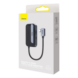 Baseus PadJoy 4 az 1-ben HUB USB-C - USB 3.0 + HDMI + USB-C PD + jack , 3.5 mm (szürke)