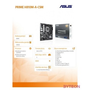 ASUS PRIME H810M-A-CSM Mainboard Sockel 1851