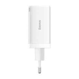 Baseus GaN5 Pro wall charger 2xUSB-C + USB, 65W (white)