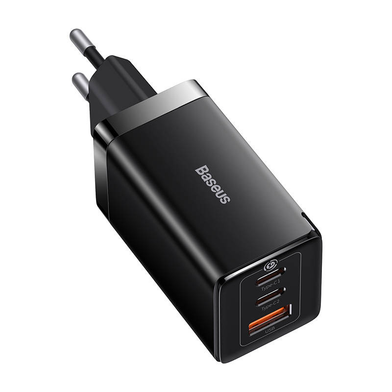 Baseus GaN5 Pro wall charger 2xUSB-C + USB, 65W (black)