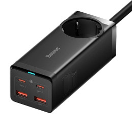 Baseus GaN3 Pro wall charger / powerstrip 2xUSB + 2xUSB-C + AC, 100W (black)