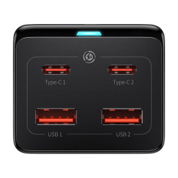 Baseus GaN3 Pro wall charger / powerstrip 2xUSB + 2xUSB-C + AC, 100W (black)