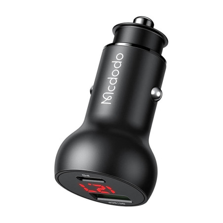 Mcdodo CC-7030 Car Charger, USB + USB-C, with Display, 45W (Black)