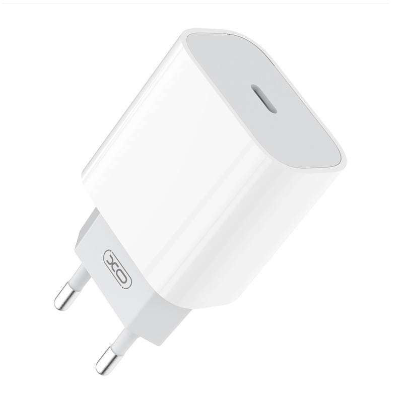 XO L77 Wall Charger, USB-C + USB-C to Lightning Cable (White)