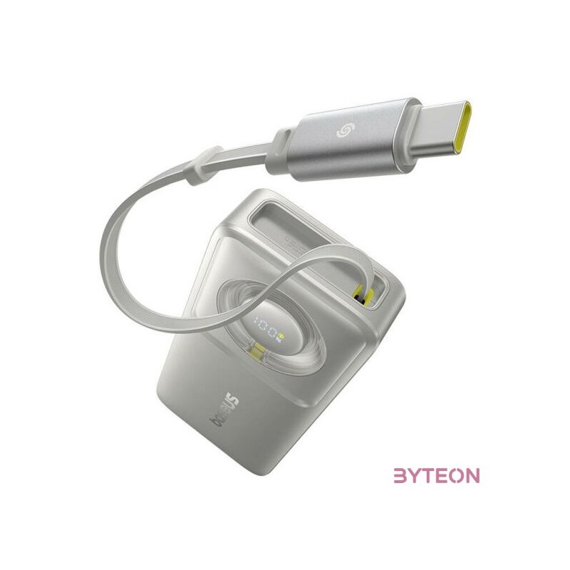 Baseus Free2Pull powerbank kábellel, 10000mAh, 30W (szürke)