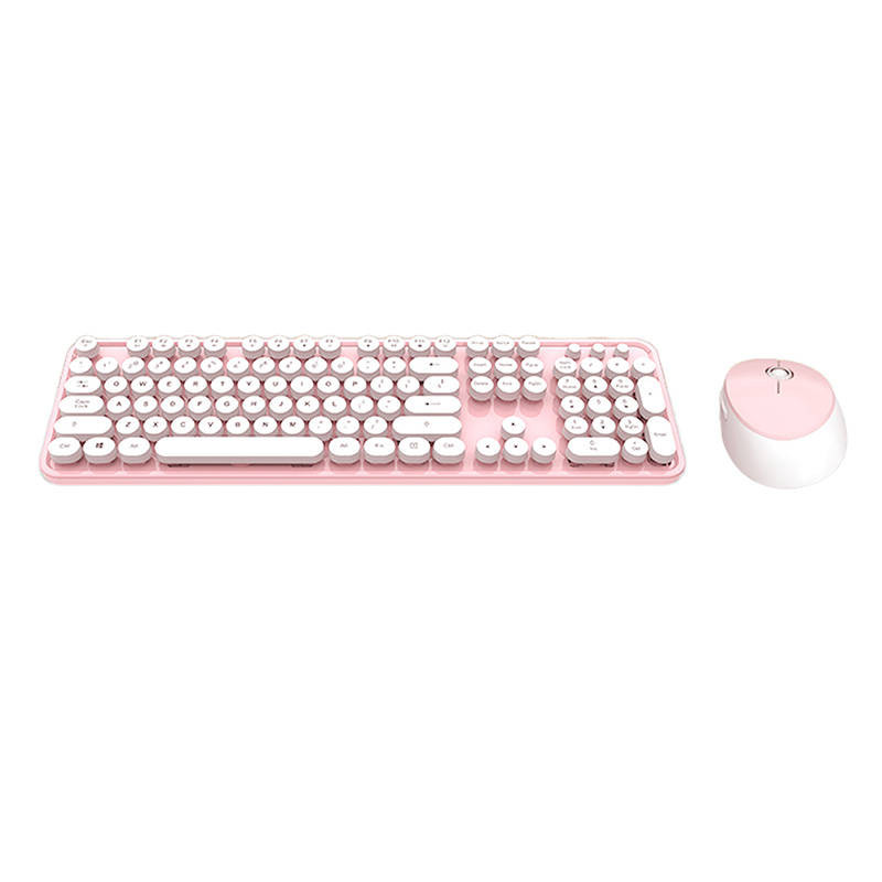 Wireless keyboard + mouse set MOFII Sweet 2.4G (White-Pink)