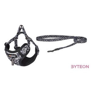 Dogness sétáló szett, pórázhám kutyának (fekete-fehér)