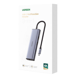 UGREEN 9-in-1 CM490 Hub USB-C, 2x USB-A 3.0, USB-A 2.0, 2x HDMI 4K/60Hz, SD/TF, RJ45 Adapter