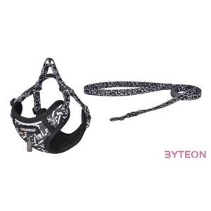 Dogness sétáló szett, pórázhám kutyának (fekete-fehér)
