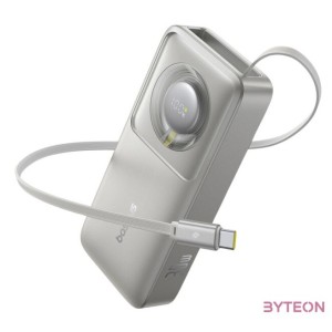 Baseus Free2Pull powerbank kábellel, 10000mAh, 30W (szürke)