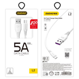 USB to USB-C Cable Dudao L2T 5A, 2m (White)