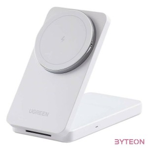 UGREEN W528 2 az 1-ben iPhone,AirPods vezeték nélküli töltő, 20W (fehér)