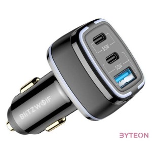 BlitzWolf BW-BC4 3 portos USB PD autós töltő, 115W