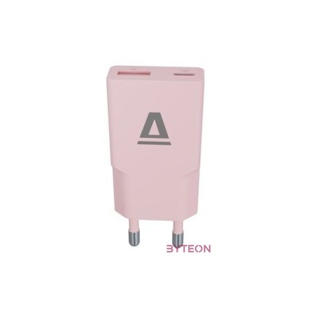 AVAX CH641P NANO SLIM 30W USB-C (PD3.0)USB-A (QC3.0) pink hálózati töltő