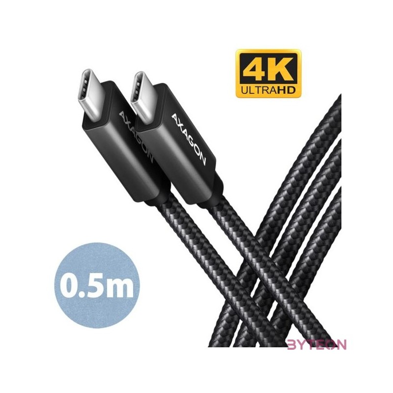 Axagon BUCM32-CM05AB 0,5m Type-C PD 100W 4K HD fekete adat- és töltőkábel
