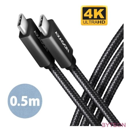 Axagon BUCM32-CM05AB 0,5m Type-C PD 100W 4K HD fekete adat- és töltőkábel