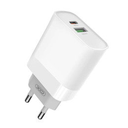 XO L64 Wall Charger, USB + USB-C, 20W (White)