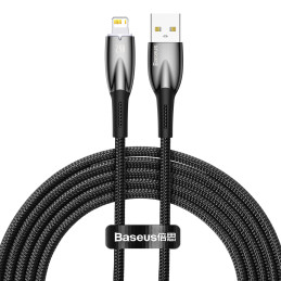 Baseus Glimmer USB - Lightning töltőkábel, 2.4A, 2m (fekete)