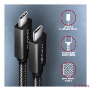 Axagon BUCM32-CM05AB 0,5m Type-C PD 100W 4K HD fekete adat- és töltőkábel