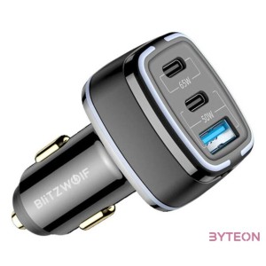 BlitzWolf BW-BC4 3 portos USB PD autós töltő, 115W