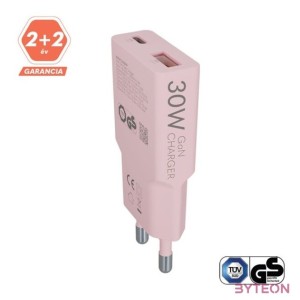 AVAX CH641P NANO SLIM 30W USB-C (PD3.0)USB-A (QC3.0) pink hálózati töltő