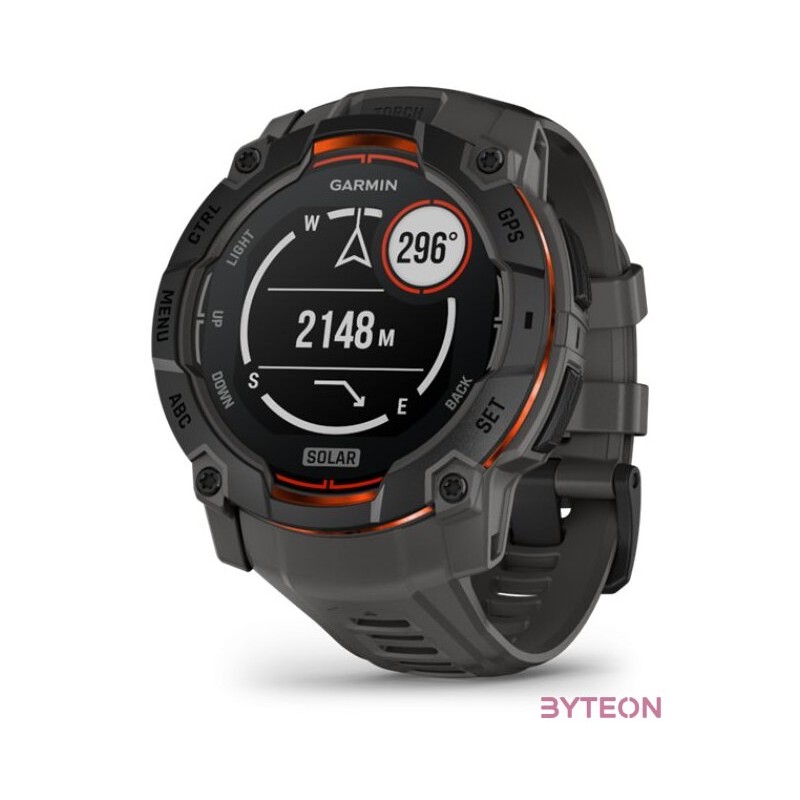 Garmin Instinct 3 50mm Solar fekete sötétszürke szíjjal okosóra