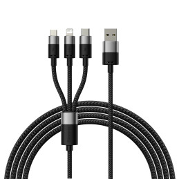 3in1 USB cable Baseus StarSpeed Series, USB-C + Micro + Lightning 3,5A, 1.2m (Black)