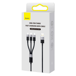 3in1 USB cable Baseus StarSpeed Series, USB-C + Micro + Lightning 3,5A, 1.2m (Black)