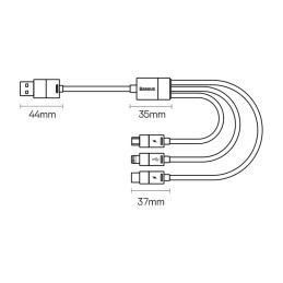 3in1 USB cable Baseus StarSpeed Series, USB-C + Micro + Lightning 3,5A, 1.2m (Black)