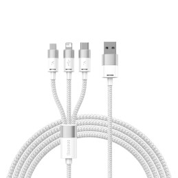 3in1 USB cable Baseus StarSpeed Series, USB-C + Micro + Lightning 3,5A, 1.2m (White)