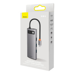 Baseus StarJoy Metal Glam 8 az 1-ben Hub, USB-C - HDMI, 3 x USB 3.0, USB-C PD, RJ45, SD/TF